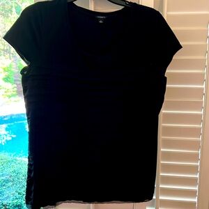 Ann Taylor Factory. Black T-Shirt with subtle ruffling.